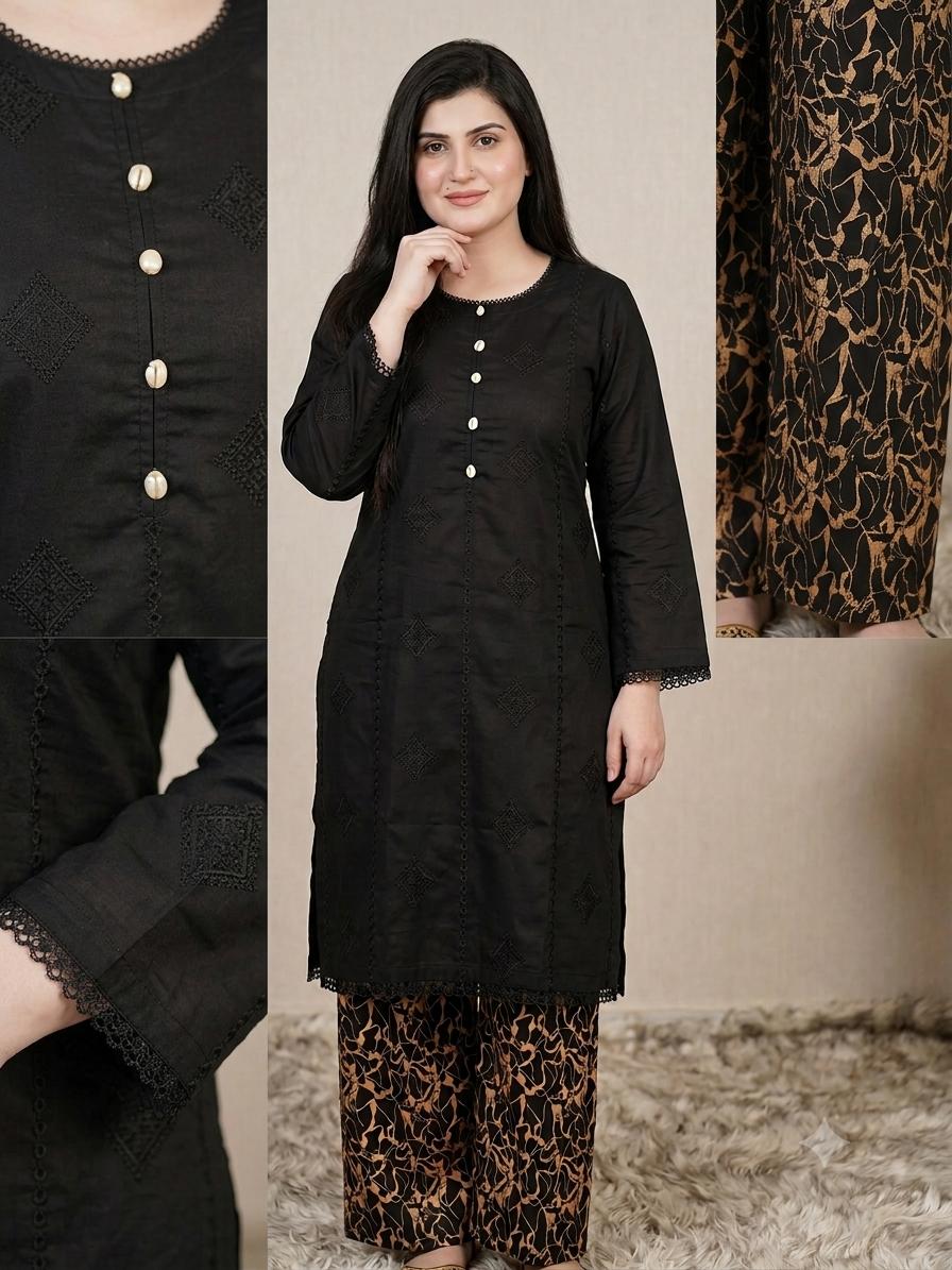 Black Chikankari Lawn 2-Piece Suit