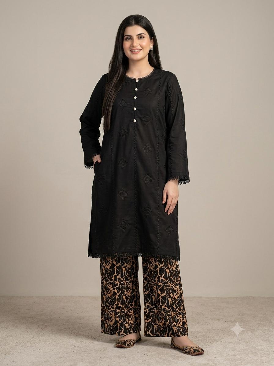 Black Chikankari Lawn 2-Piece Suit