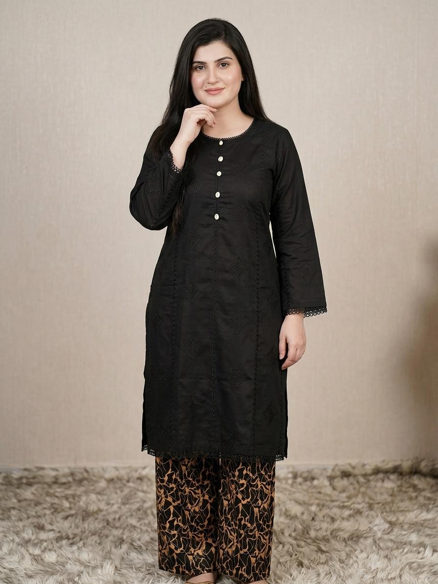 Black Chikankari Lawn 2-Piece Suit